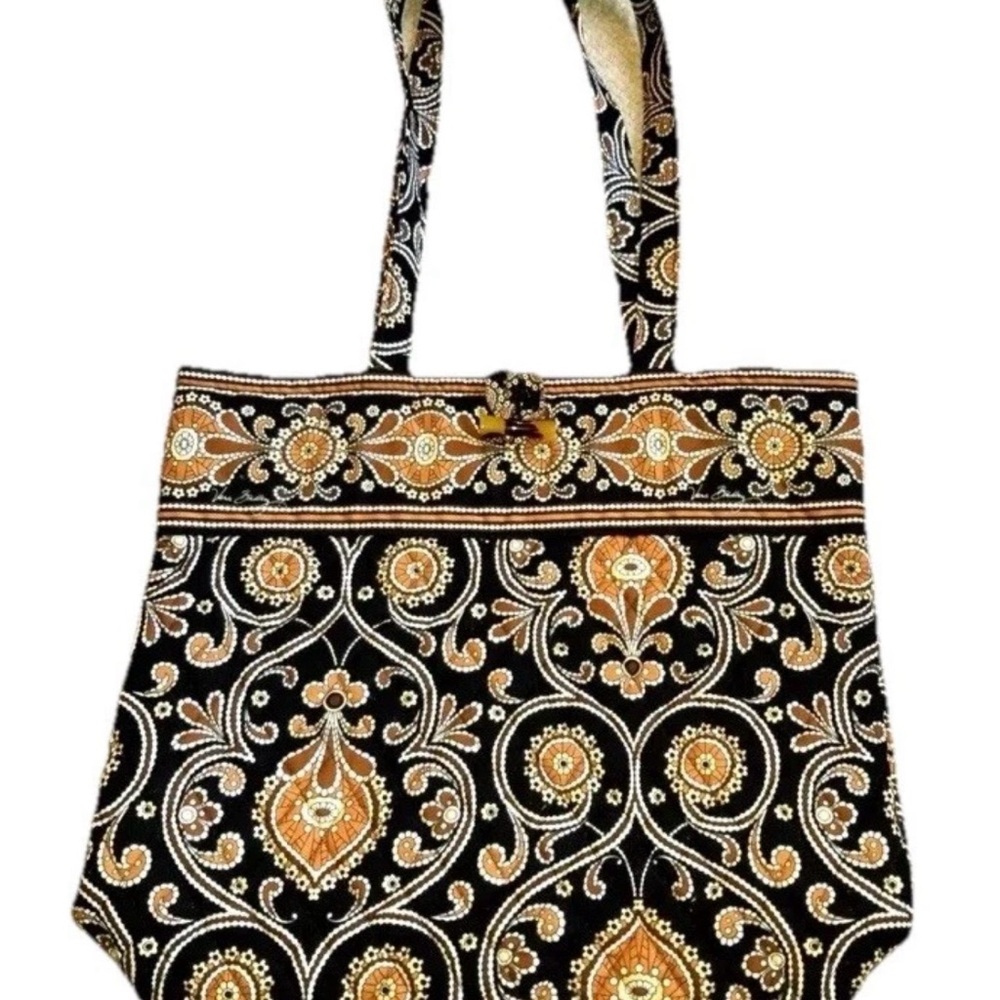 Retired Vera Bradley Quilted Cafe Latte Brown/Black Shoulder Bag